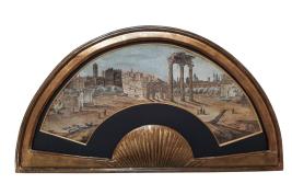 Roman Forum, Grand Tour fan leaf, late 18th century