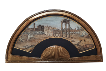 Roman Forum, Grand Tour fan leaf, late 18th century