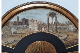 Le Forum Romain, feuille d'éventail du Grand Tour, fin XVIIIe siecle