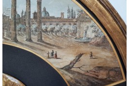 Le Forum Romain, feuille d'éventail du Grand Tour, fin XVIIIe siecle