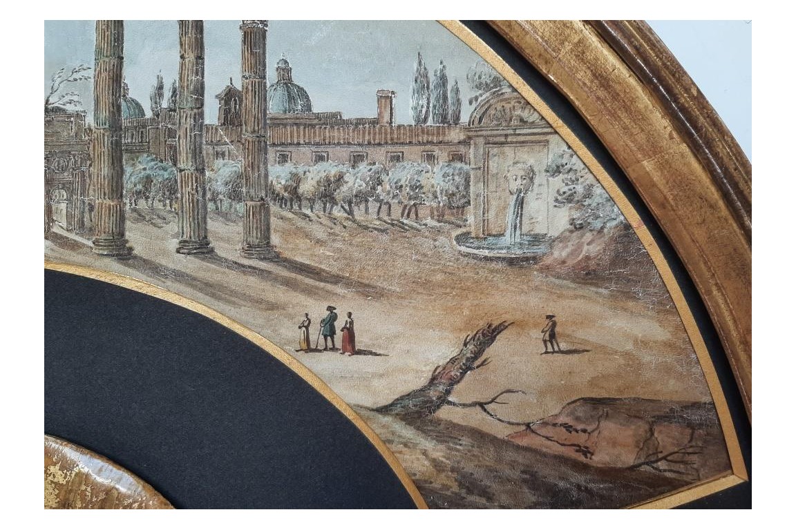 Roman Forum, Grand Tour fan leaf, late 18th century