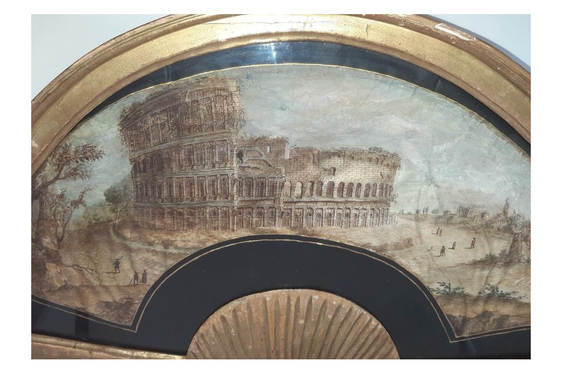 Colosseum, Grand Tour fan leaf, late 18th century