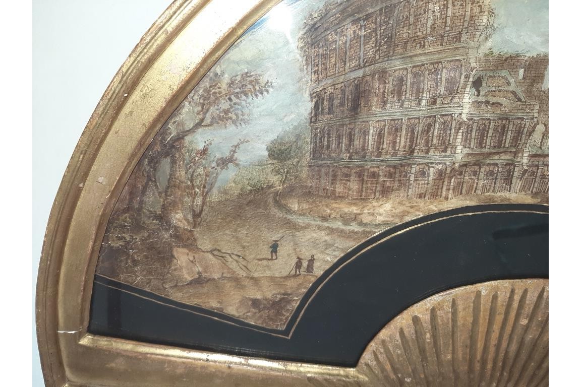 Le Colosseum, feuille d'éventail du Grand Tour, fin XVIIIe siecle