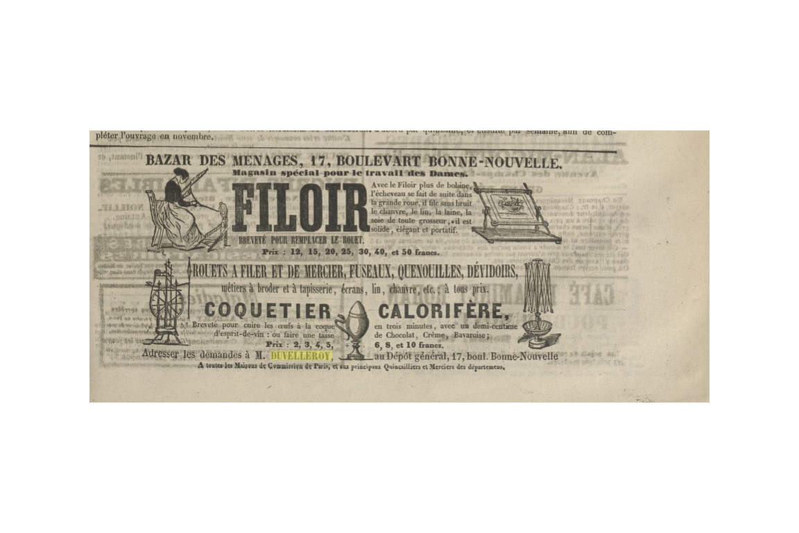 Duvelleroy, le filoir. Invention de 1841