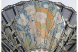 Duvelleroy, mistletoe Beauty. Fan in the style of Mucha, Art Nouveau period