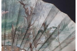 Faucon, L'amour vertueux et persévérant. Éventail de E. Prieur vers 1870-80