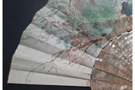 Faucon, virtuous and persevering love. Fan by E. Prieur, circa 1870–80