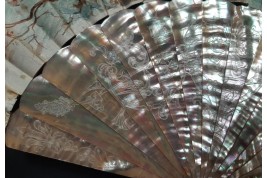 Faucon, virtuous and persevering love. Fan by E. Prieur, circa 1870–80