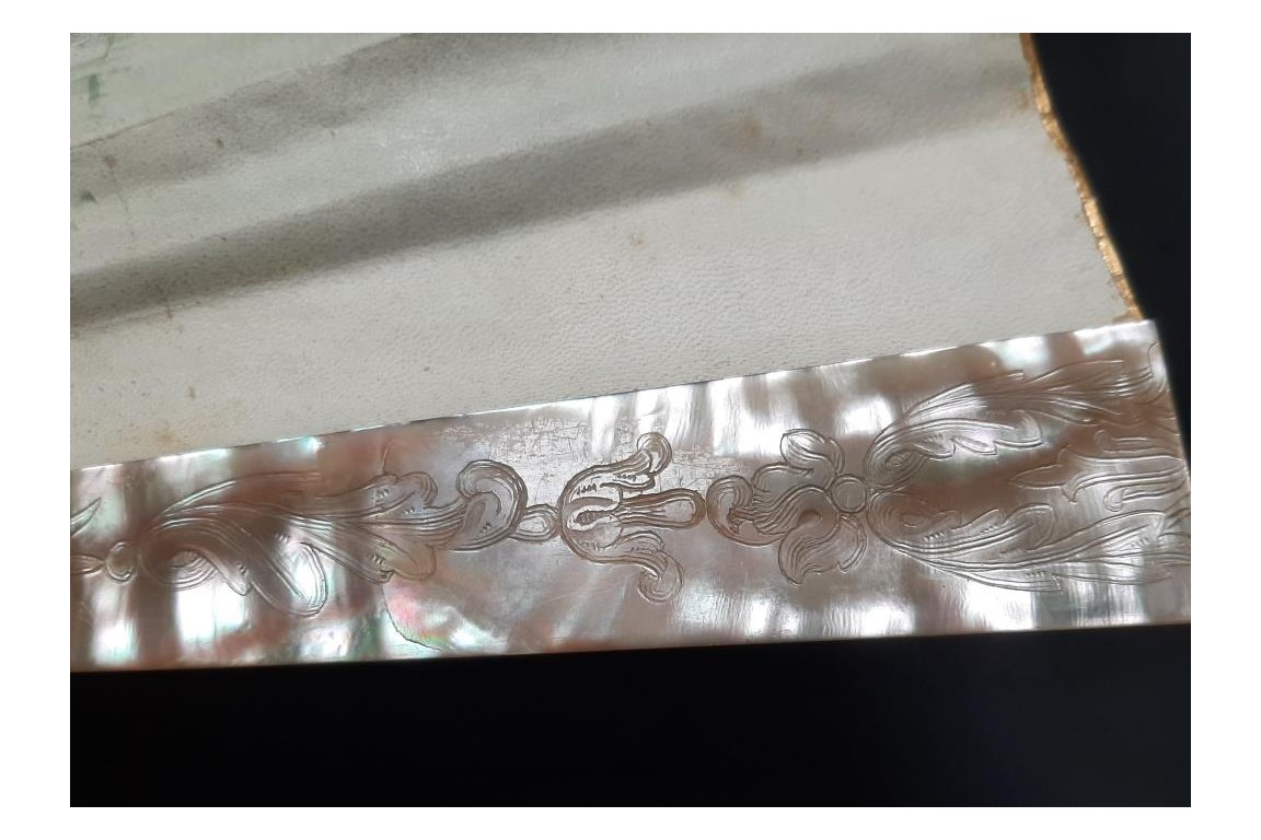 Faucon, L'amour vertueux et persévérant. Éventail de E. Prieur vers 1870-80