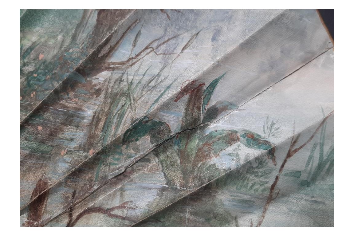 Faucon, L'amour vertueux et persévérant. Éventail de E. Prieur vers 1870-80