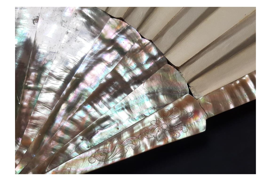 Faucon, L'amour vertueux et persévérant. Éventail de E. Prieur vers 1870-80