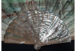 Faucon, virtuous and persevering love. Fan by E. Prieur, circa 1870–80