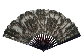 Kees, iris et pivoines. Éventail époque Art nouveau