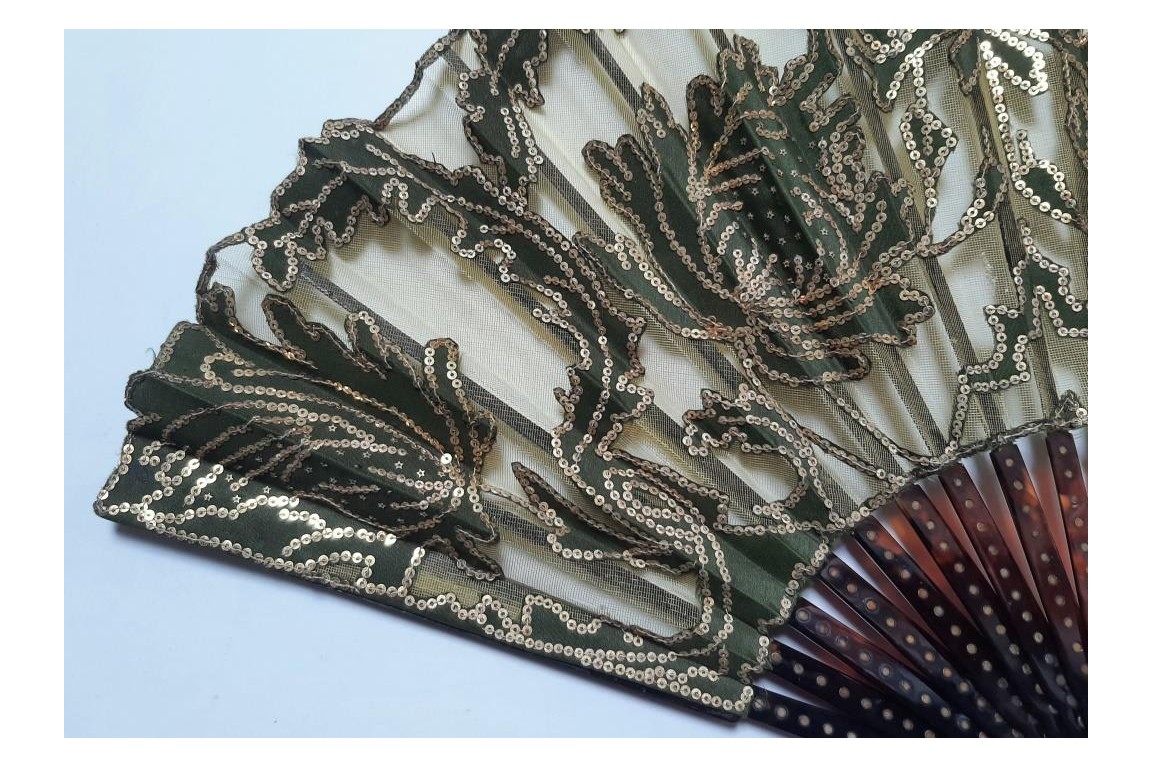 Kees, iris and peonies. Art Nouveau fan