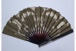 Kees, iris et pivoines. Éventail époque Art nouveau