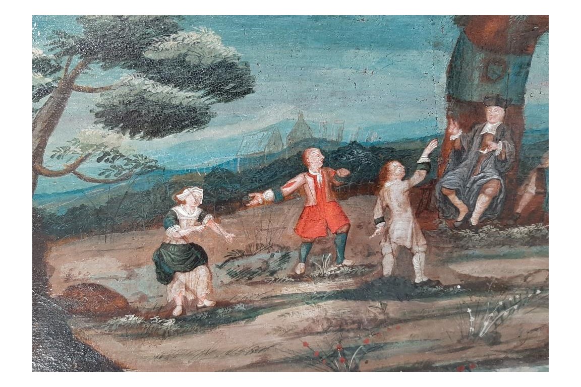 The judge in the village, fan leaf circa 1700