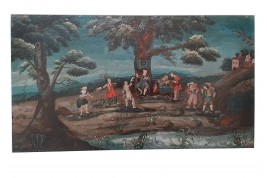 The judge in the village, fan leaf circa 1700
