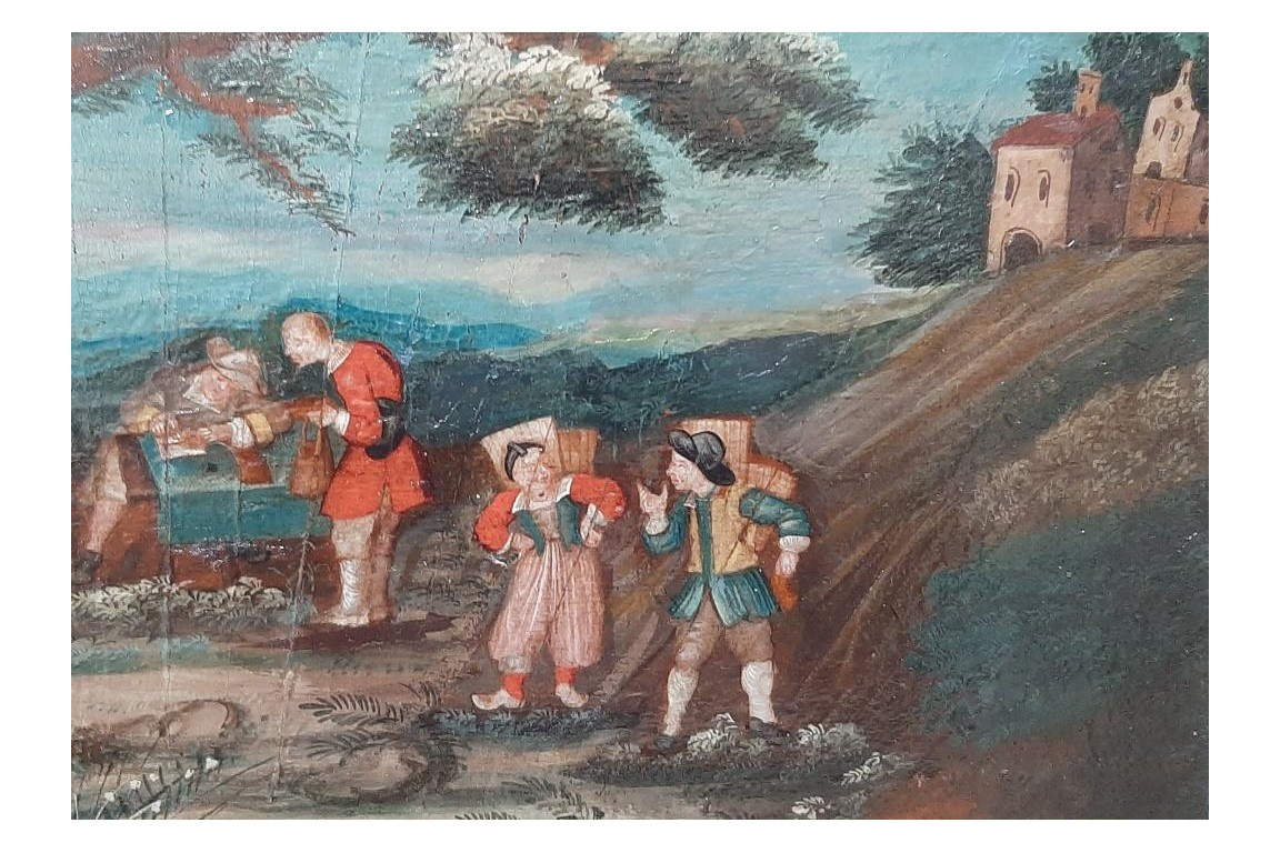 The judge in the village, fan leaf circa 1700