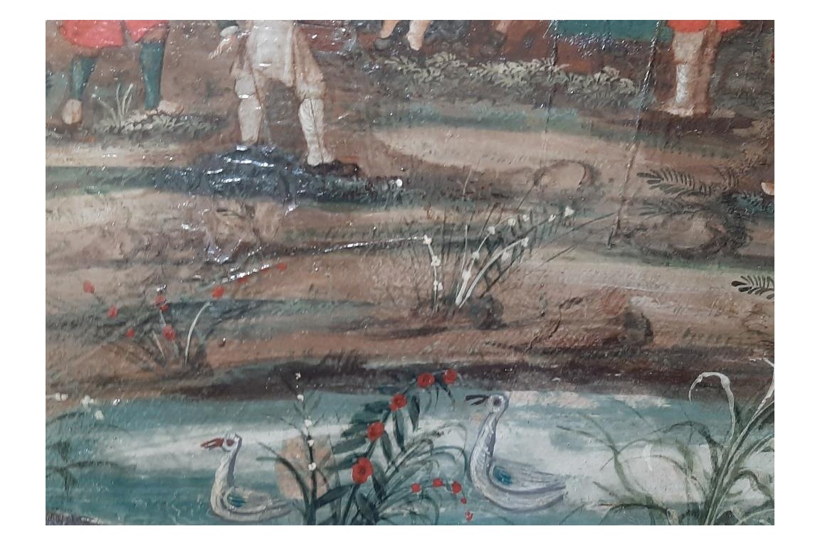 The judge in the village, fan leaf circa 1700