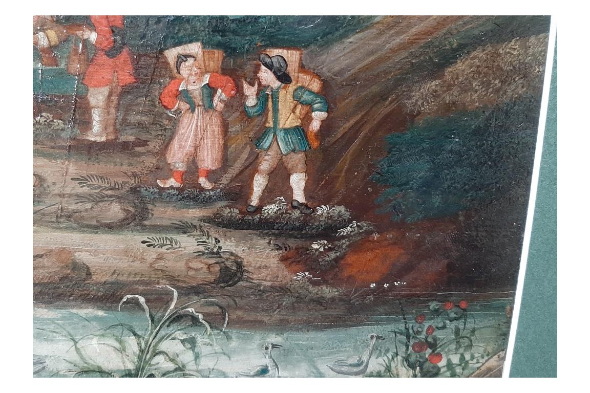 Le juge de village, feuille d'éventail vers 1700