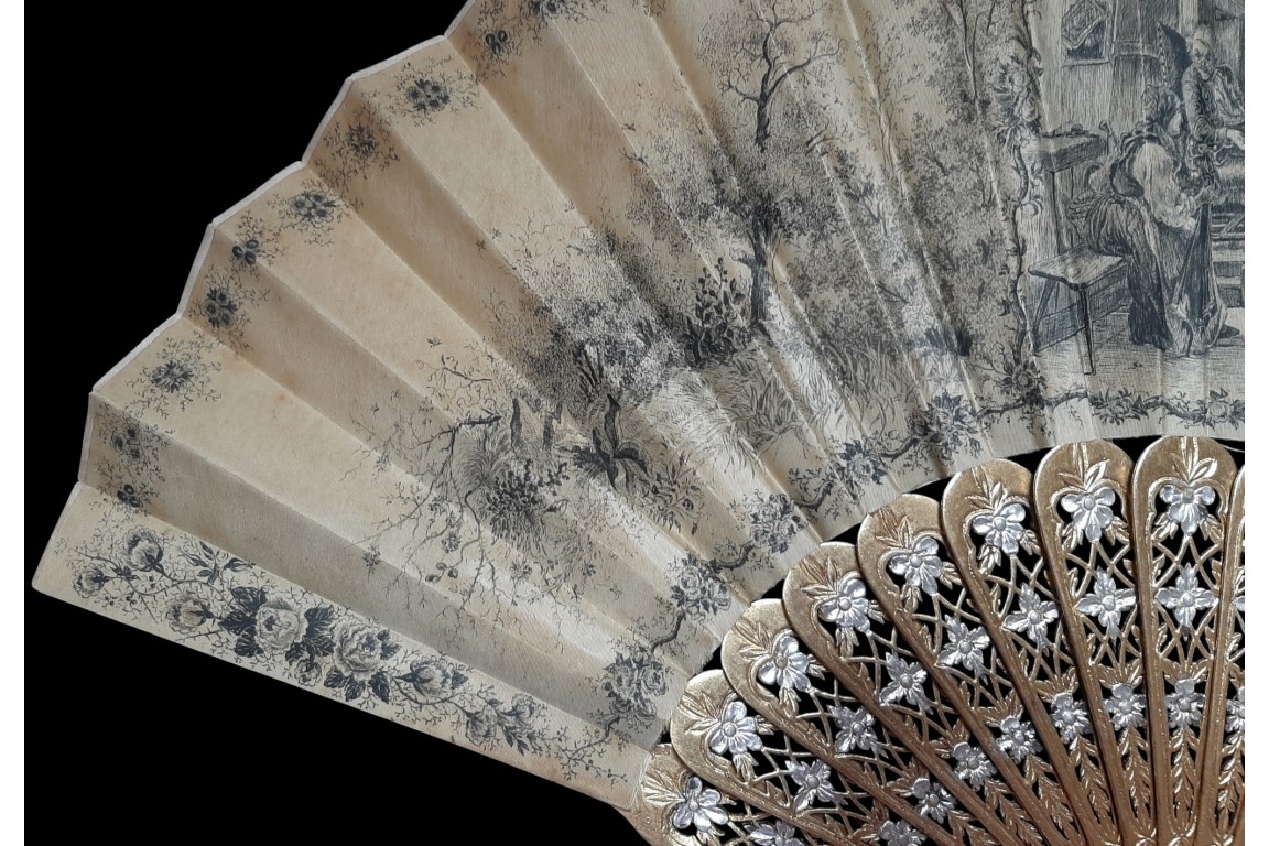 The teacher and the troublemaker, fan after Girardet circa 1860-1900