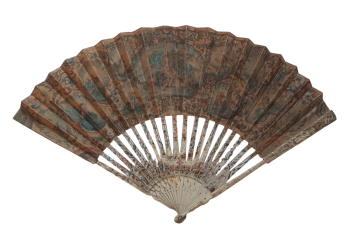 Boilermaker, fiddle, peepshowman... The street works, fan circa 1760