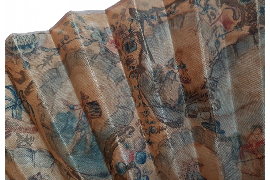 Chaudronnier, violoneux, montreur de boite optique... Les petits métiers, éventail vers 1760