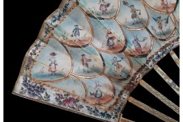 Le montreur de boite optique, la marchande d'éventails... Éventail des cris de Paris vers 1770