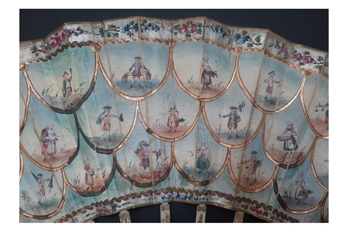 The peepshow trainer, the fan seller... fan of the cryes of Paris, circa 1770