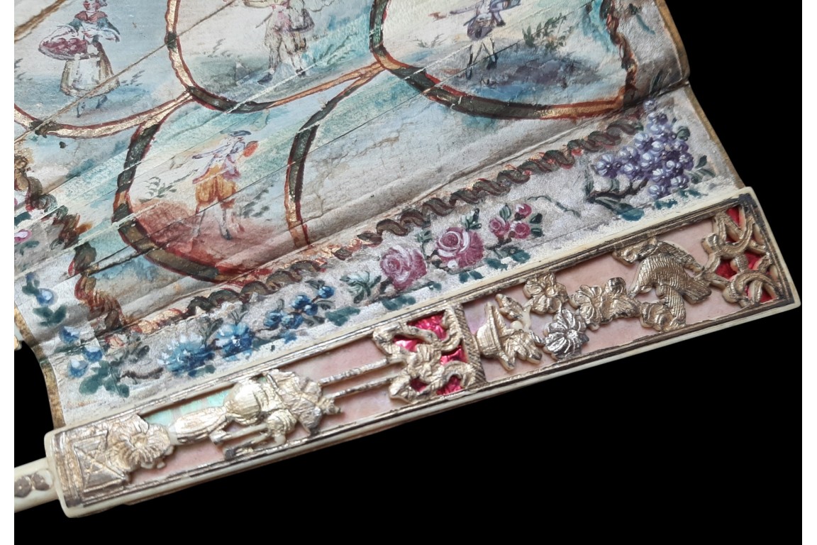 Le montreur de boite optique, la marchande d'éventails... Éventail des cris de Paris vers 1770