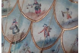 Le montreur de boite optique, la marchande d'éventails... Éventail des cris de Paris vers 1770