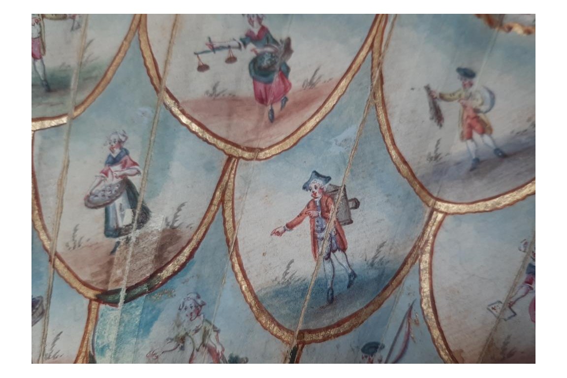 The peepshow trainer, the fan seller... fan of the cryes of Paris, circa 1770