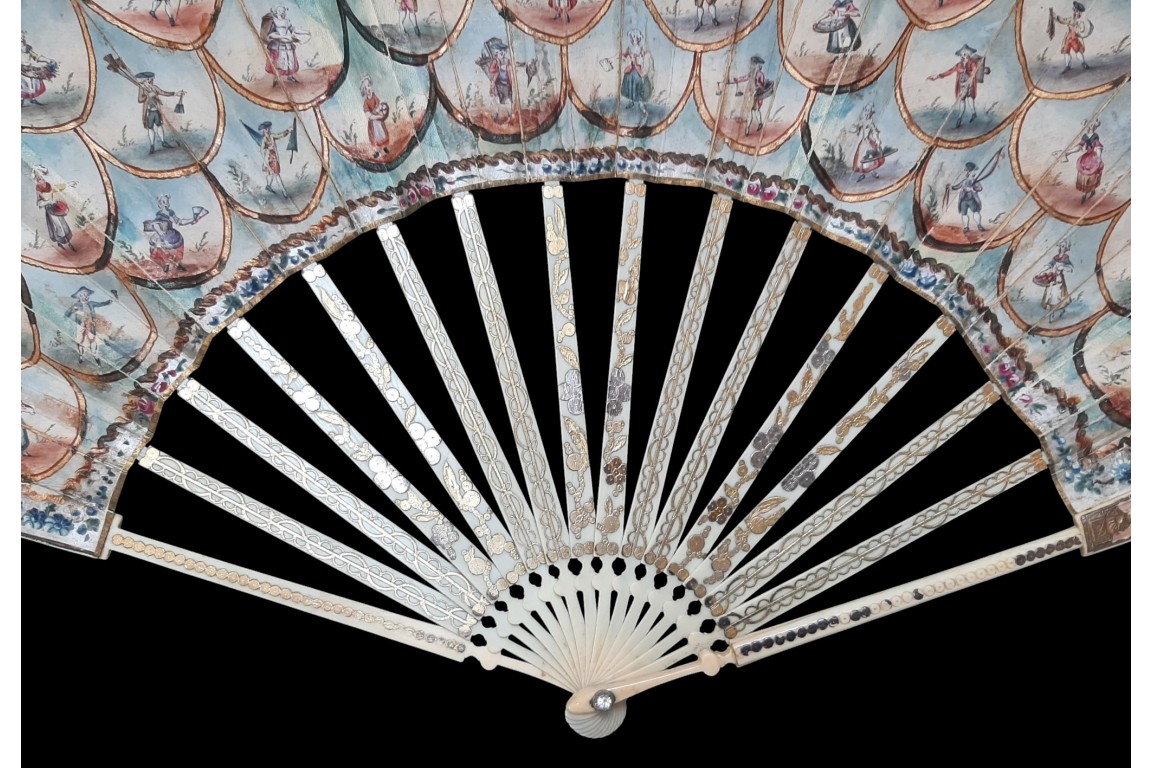 The peepshow trainer, the fan seller... fan of the cryes of Paris, circa 1770