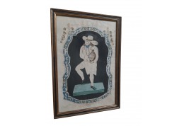 The miser, pinprick painting, folk art circa 1800