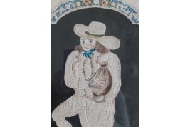 The miser, pinprick painting, folk art circa 1800
