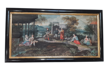 The street vendor and the fortune teller, late 17th fan leaf