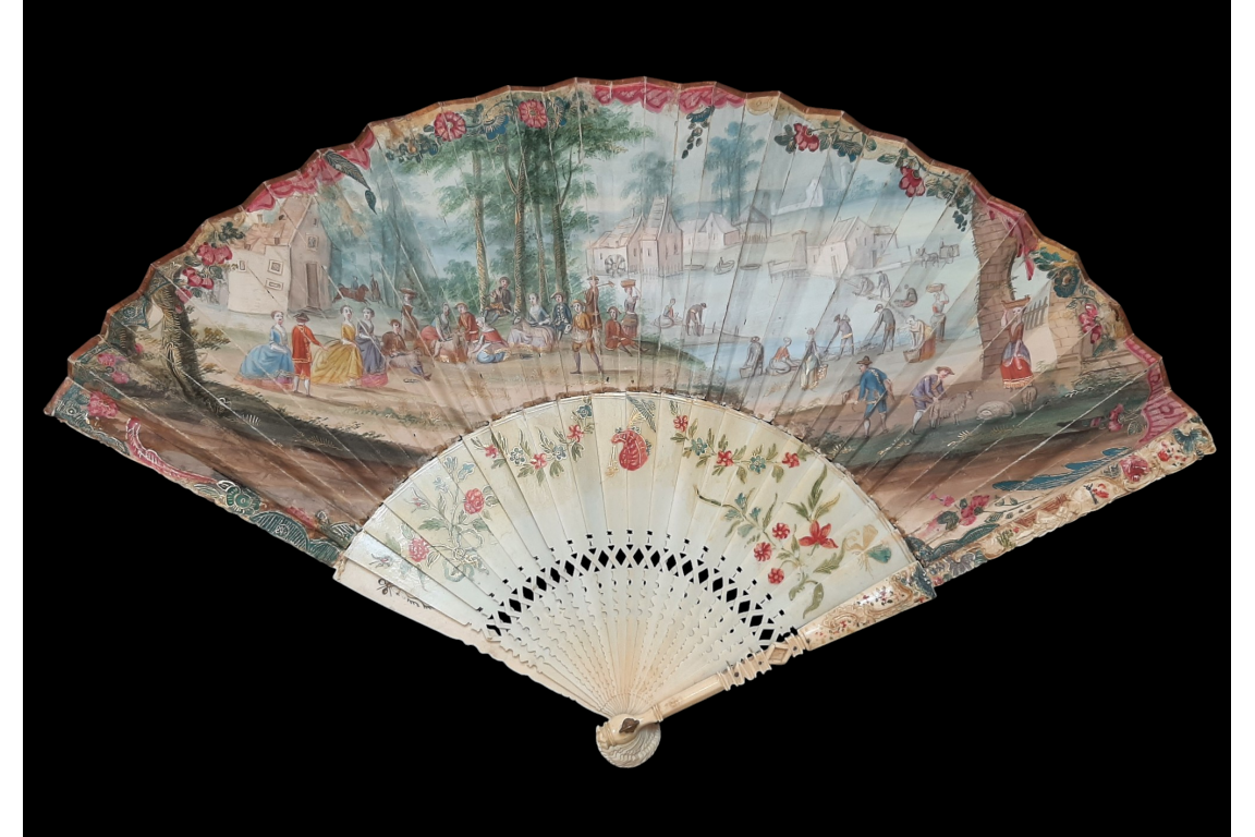 Le travail à la campagne, éventail vers 1730-40