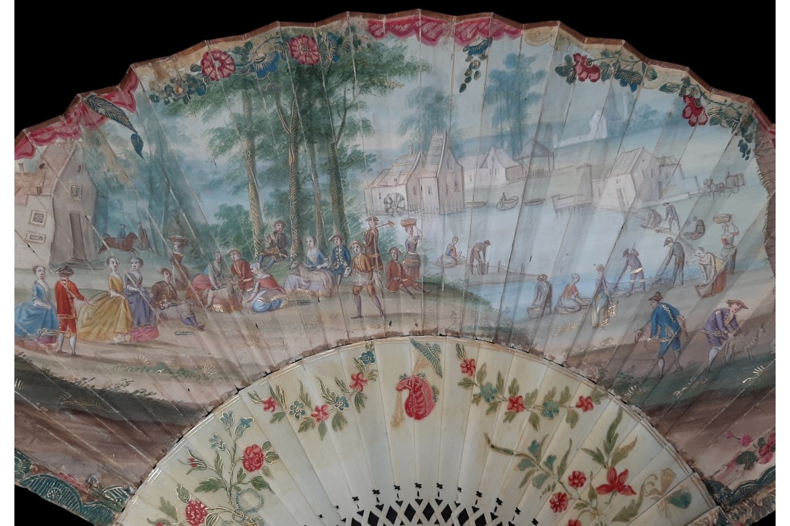 Le travail à la campagne, éventail vers 1730-40