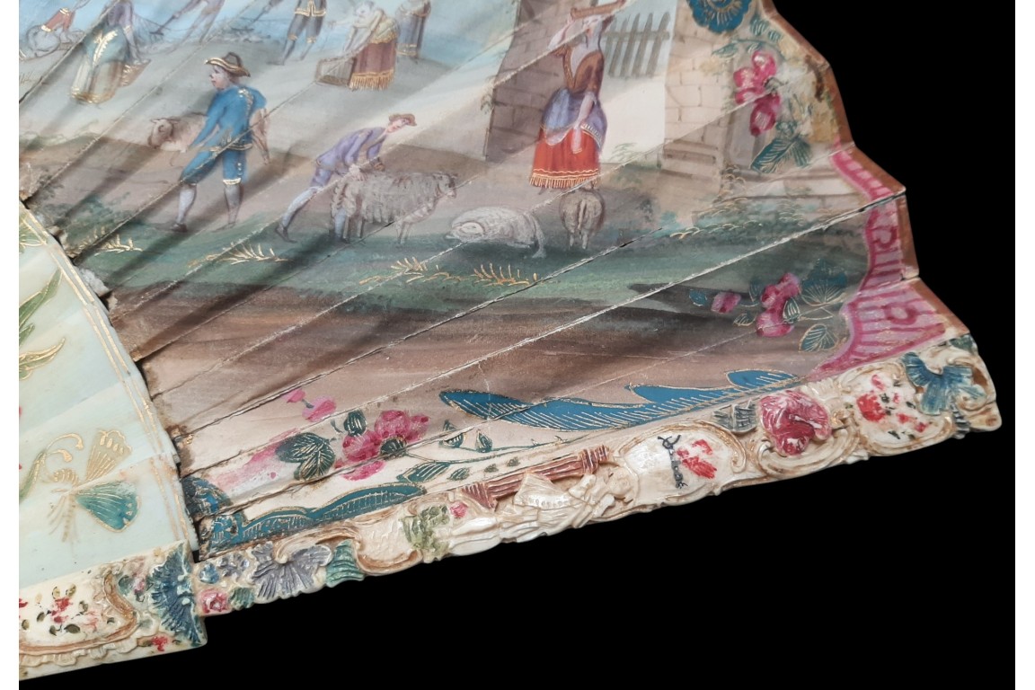 Le travail à la campagne, éventail vers 1730-40