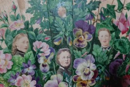 La famille royale de Hanovre au château de Marienburg, éventail de Franz Theyer vers 1880-90