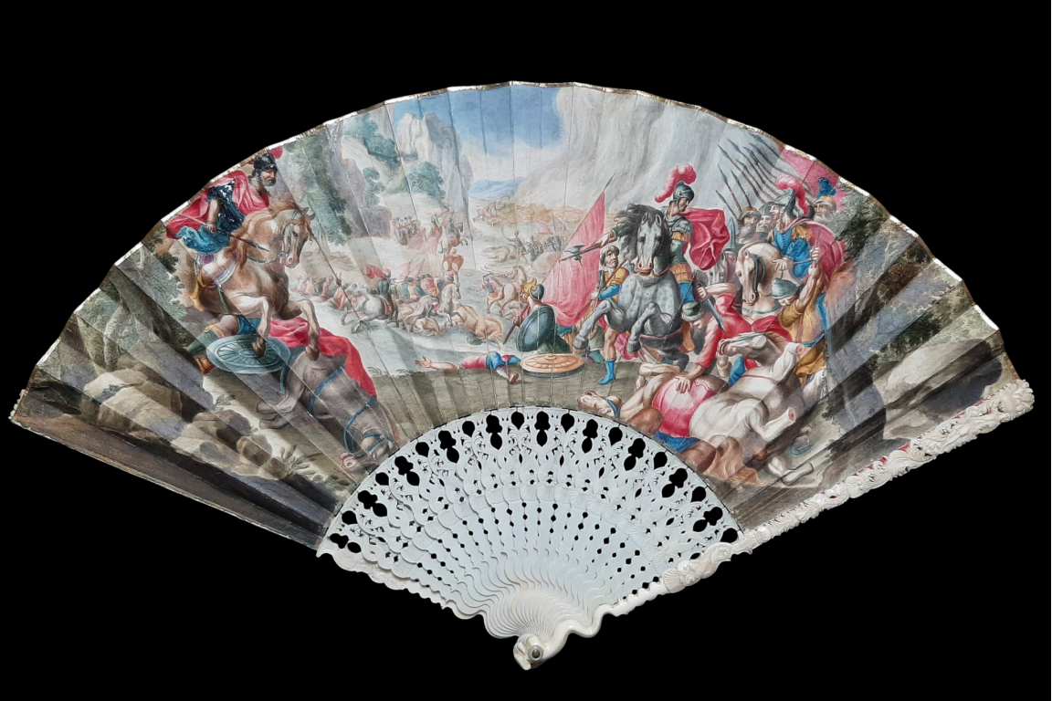 La bataille d'Arbélès, éventail vers 1700-1720