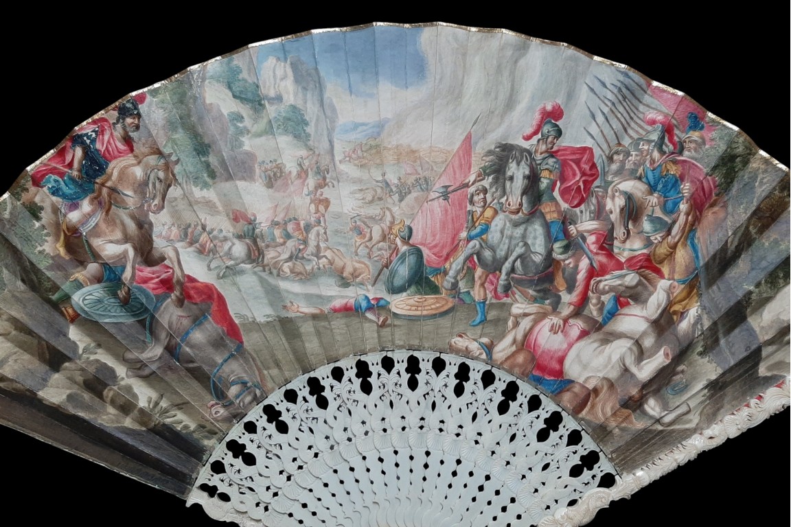 La bataille d'Arbélès, éventail vers 1700-1720