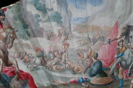 La bataille d'Arbélès, éventail vers 1700-1720