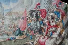 La bataille d'Arbélès, éventail vers 1700-1720
