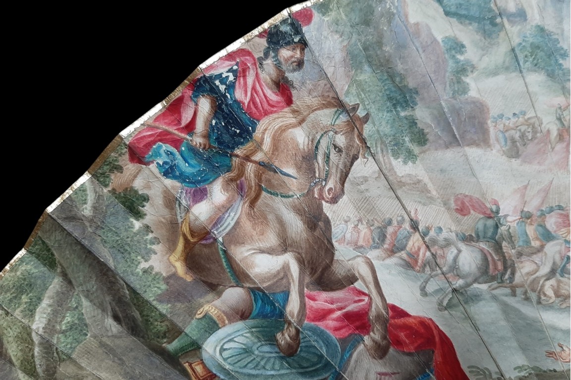 La bataille d'Arbélès, éventail vers 1700-1720
