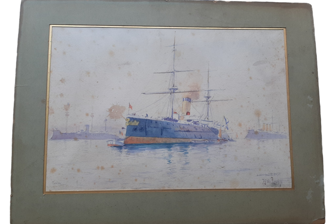 The Russian fleet in Toulon in October 1893, watercolour by Henri Rudaux