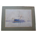 The Russian fleet in Toulon in October 1893, watercolour by Henri Rudaux
