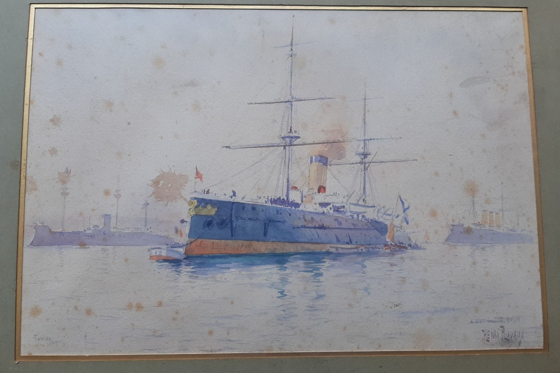 The Russian fleet in Toulon in October 1893, watercolour by Henri Rudaux
