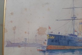 The Russian fleet in Toulon in October 1893, watercolour by Henri Rudaux