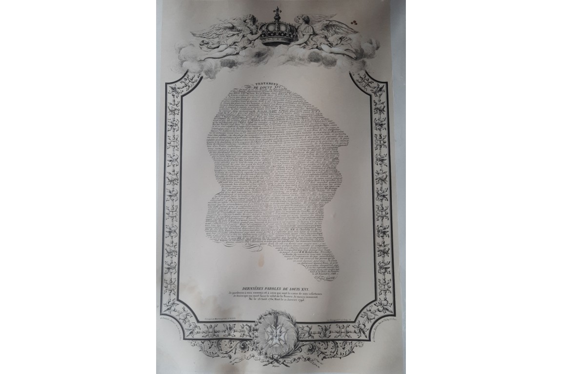 Testament et dernières paroles de Louis XVI, calligramme vers 1847-51